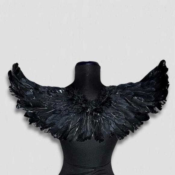 NWOT Handcrafted Feather Fallen Angel Wings Costume Lightweight Black One Size - Picture 1 of 9